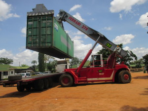 Unloading container in Kahama